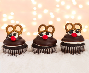 Chocolate cupcakes with Rudolph decor